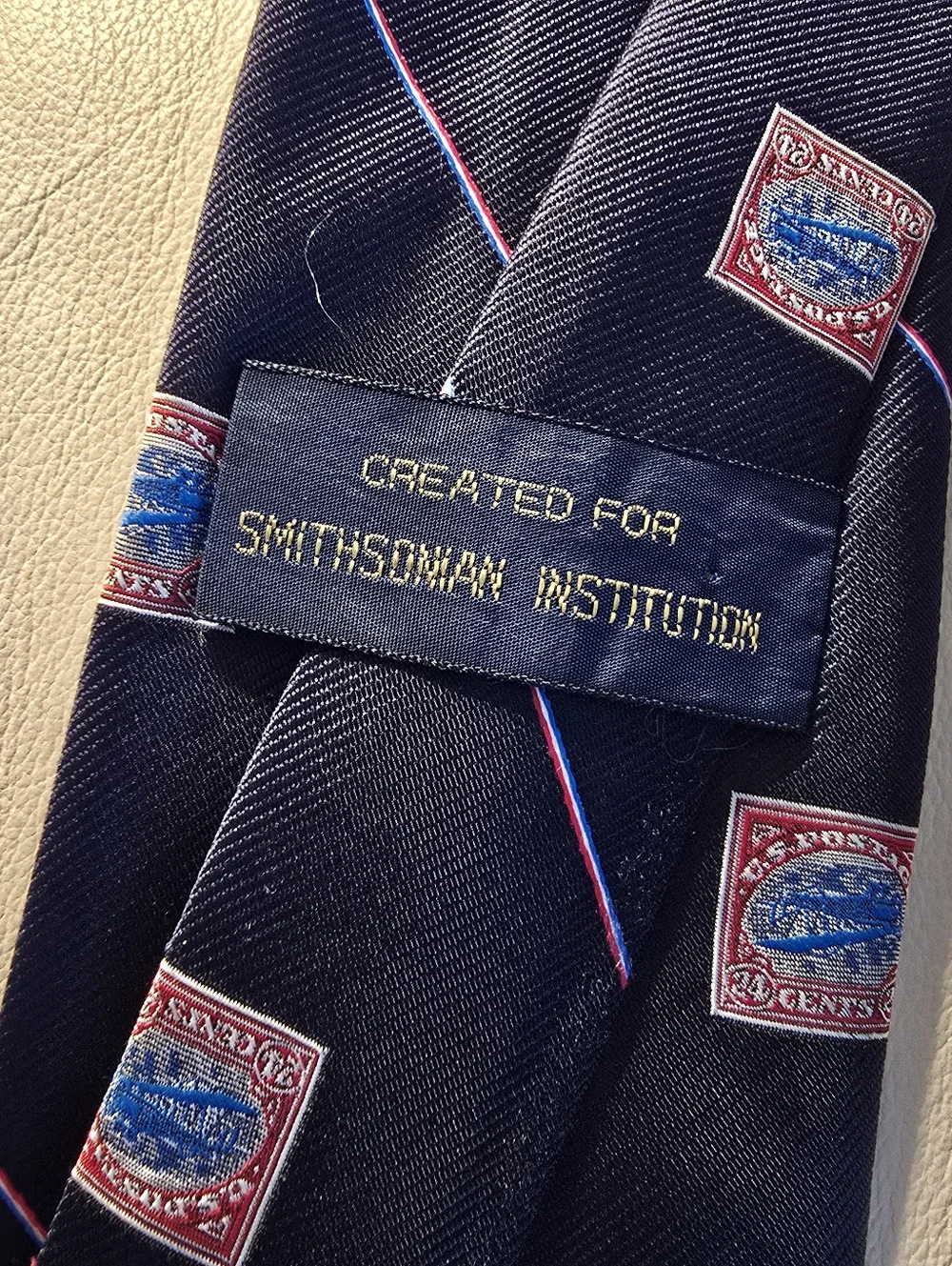 Smithsonian Institution Men's Blue 24 Cent Inverted Jenny Postage Stamp Necktie